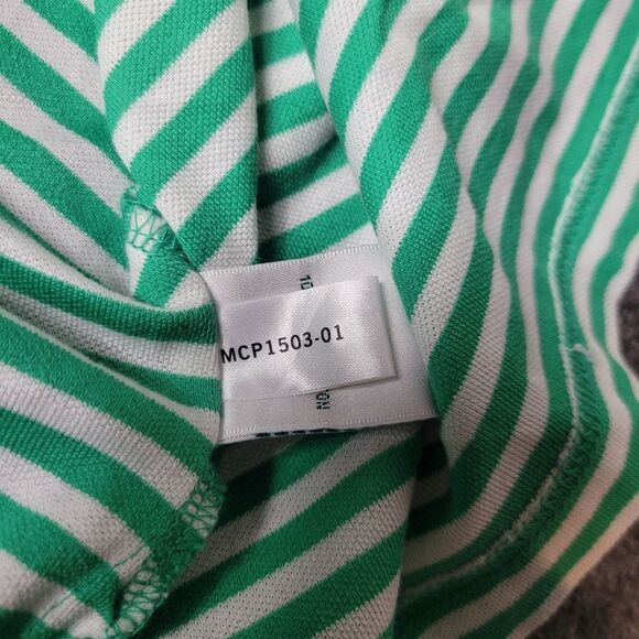 Masters Collection Men's Golf Polo Shirt Size L Green White Striped Short Sleeve - Picture 8 of 11